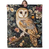 Lugiu Beautiful Owl Blanket, Lightweight Comfy Elegant Owls with Vintage Flower Blankets for Couch S