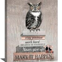 Inspirational Owl Wall Art Motivational Quotes Owl Books Heel Pictures Wall Decor Rustic Library Can