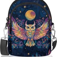 Owl Small Crossbody Bags for Women Cell Phone Purse Lightweight Shoulder Bag with Adjustable Strap C