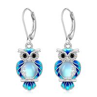 Owl Gifts Owl Earrings for Women Sterling Silver Moonstone Earrings Dangle Jewelry for Moms Hallowee