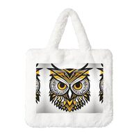 Cute Owl Pattern Printing Fluffy Shoulder Bag Ladies Plush Underarm Bag Tote Bag Furry Purse Handbag