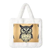 Cute Owl Printing Fluffy Shoulder Bag Ladies Plush Underarm Bag Tote Bag Furry Purse Handbag For Wor