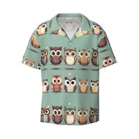 Cartoon Owls Cute Print Men Hawaiian Shirt Short Sleeve Cuban Collar Shirts Summer Beach Casual Vaca