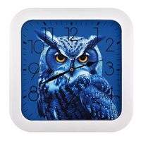 WEIHAKO Wall Clock 10 Inch Battery Operated Silent Non-Ticking Wall Clocks Blue Owl Clock Decorative