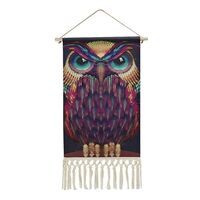 GHENBLT Owl Pattern Vertical Wall Tapestry with Tassel Aesthetic Tapestry Wall Hanging Vintage Long 