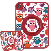 Bcov Case for iPad (A16) 11th Gen 11-inch 2025,Colorful Cute Owl Love Heart 360 Rotating Stand Drop 