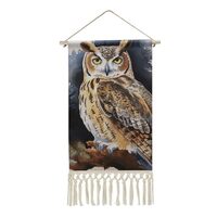GHENBLT Owl Vertical Wall Tapestry with Tassel Aesthetic Tapestry Wall Hanging Vintage Long Tapestri