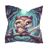 Flradish Cute Owls Silk Like Head Scarf for Women,Soft Fashion Neck Scarf Square Satin Head Scarf 23
