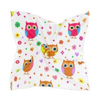 Flradish Whimsical Owls Pattern Silk Like Head Scarf for Women,Soft Fashion Neck Scarf Square Satin 