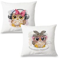 Exqcom Coquette Bow Owl Pillow Covers 18x18 Set of 2, Trendy Cute Owl Throw Pillow Covers for Girls 