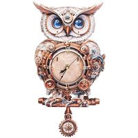 3D Wooden Puzzle for Adults, Steampunk Owl Wall Clock DIY Kit with Pendulum – Unique Birthday 