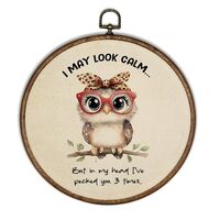 XBBMGG Funny Vintage Owl Wall Art Decor, Rustic Preppy Bird Owl Gifts for Women Round Wall Hanging D