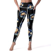 Cute Floral Owl Women's Leggings High Waisted Yoga Pants Workout Athletic Running Pants XL