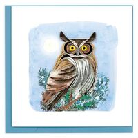 Quilling Card Handmade Quilled Great Horned Owl Greeting Card – 6x6 Inch Blank Card with Envel