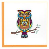 Quilling Card Handmade Quilled Decorative Owl Greeting Card – 6x6 Inch Blank Card with Envelop
