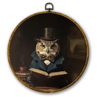 Mcehtle Moody Owl Wall Art Decor, Dark Academia Owl Framed Canvas Prints 10x10, Rustic Cottagecore B