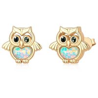 Dreamboat Opal Owl Stud Earrings Sterling Silver Gold Plated Owl Earrings Bird Jewelry Gift for Wome