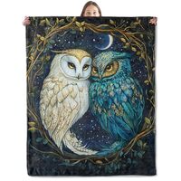 xmwjfd Whimsical Moonlit Owl Blanket, Cozy Plush Throw Blanket for Couch Bedroom Outdoor, Lightweigh