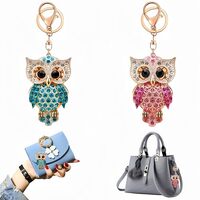 Magnoloran 2 Pack Crystal Owl Keychain Rhinestone Sparkling Keyring Bag Pendant Handbag Purse Charm