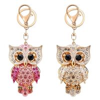 Magnoloran 2Pcs Crystal Owl Keychain Rhinestone Keyring Bag Pendant Handbag Purse Charm Metal Alloy 