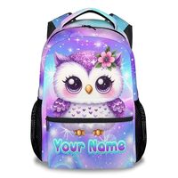 Kids Backpack, Owl Backpacks for Girls, Personalized Toddler School Bag with Name, 17 Inch Custom Gi