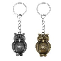 xuanhang 2 Pack Set 3D Owl Keychains for Women Men,Brozne and Antique Silver Owl Pendant Animal Char