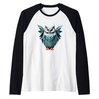 Origami Style Owl in Minimalist Geometric Look Raglan Baseball Tee