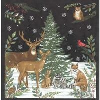 Moda Fabrics 24"" X 44"" Panel Woodland Winter Animals Deer Bucks Birds Owls Gre