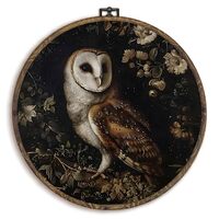KFXHANGD Gothic Owl Round Wall Art Framed, Dark Cottagecore Owls Canvas Wall Art Decor, Witchy Owls 