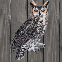Paddy's Patches Owl, Great Horned Owl, Hoot Owls Iron On Patch 3.25" x 1.625" - Embro