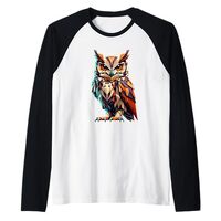 Origami Art Eastern Screech Owl Owls Raglan Baseball Tee