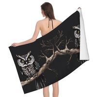 ZYMHCG Late Night Owl Super Soft Microfiber Bath Towel,Quick Dry, Lightweight & Ultra Absorbent,