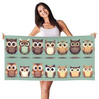 LONGZEHAO Peach Skin Velvet Quick Dry Lightweight Cartoon Owls Cute Print Beach Towel for Beach,Bath