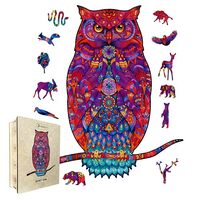 POZLO Quiet Owl Wood Puzzle for Adults - Unique Shaped Jigsaw Owl Wooden Puzzle - Large 221 Pieces -