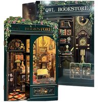 Small Size Wooden Craft Owl Bookstore DIY Miniature Book Nook, Home Décor Birthday for Friend
