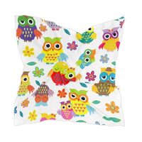 MUCEXQ Cute Owls Satin Square Head Scarves Silk Neck Scarf Hair Sleeping Wraps for Women (Scarf 13)