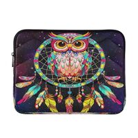 Dreamcatcher Owl Galaxy Computer Cases for Laptops, Puffy Laptop Bag 15.6 Inch for Women Men
