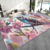 Zoainuos Owl Rug for Classroom - 7x10 Rug, Colorful Bird Living Room Rugs, Cute Animal Kids Nursery 