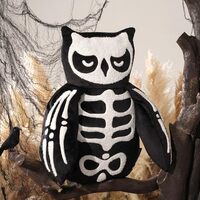Phantoscope Happy Halloween Shaped Throw Pillow, Plush Teddy Sherpa Owl Shaped Pillow with Skeleton 
