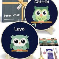 Bradove Embroidery Kit for Beginners Parent-Child, Owl Beginner Embroidery Kit for Adults Kids, Begi