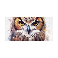 23.6” X 11.8” Desk Mat Watercolor Cool Owl Head Mouse Pad Washable Anti Slip Mouse Mat W