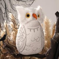 Phantoscope Happy Halloween Shaped Throw Pillow, Plush Teddy Sherpa Owl Shaped Pillow with 3D Beak, 