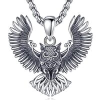 Inktree Owl Necklace for Women Men 925 Sterling Silver, Owl Pendant Necklace Animal Jewelry Gifts fo