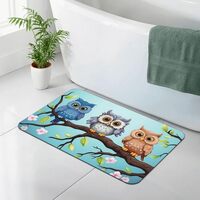 Stone Bath Mats for Bathroom Diatomaceous Earth Bath Mat Super Absorbent Floor Mat Owls on a Branch 