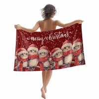 Xiweqtens Red Owl Christmas Microfiber Sandproof Beach Towel for Pool Swimming, Xmas Snowflake Farmh