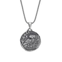 THESWAF Owl Coin Pendant, Athena's owl Necklace, Greek Coin Museum Replicas of Ancient Greece, 