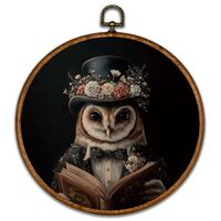 KSDUT Western Owl Reading Wall Art Decor - Preppy Trendy Country Southwestern Wall Art Canvas Frame 