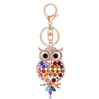 Sparkling Rhinestone Owl Keychain Purse Charms for Handbag Jewelry Colorful Crystal Owl Key Rings fo