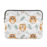 FUQIUMI Quilted Laptop Sleeve,Bumps and Scratches,Cartoon Owl White Laptop Protective Case for 13-14