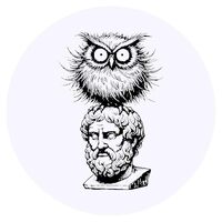 24 x 40mm Round 'Plato with Owl' Stickers (SK00070017)